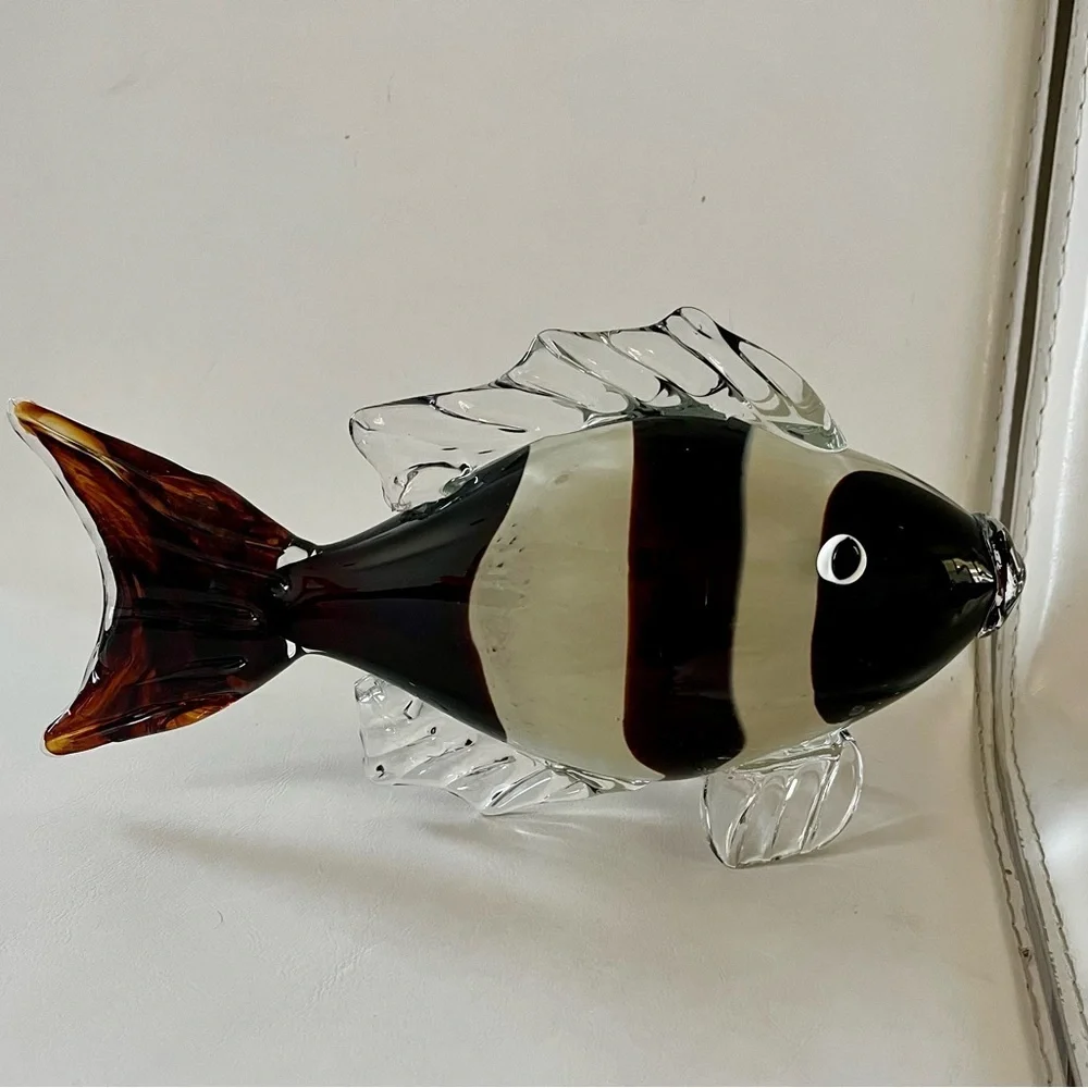 Glass Fish Figurine - Black and Brown